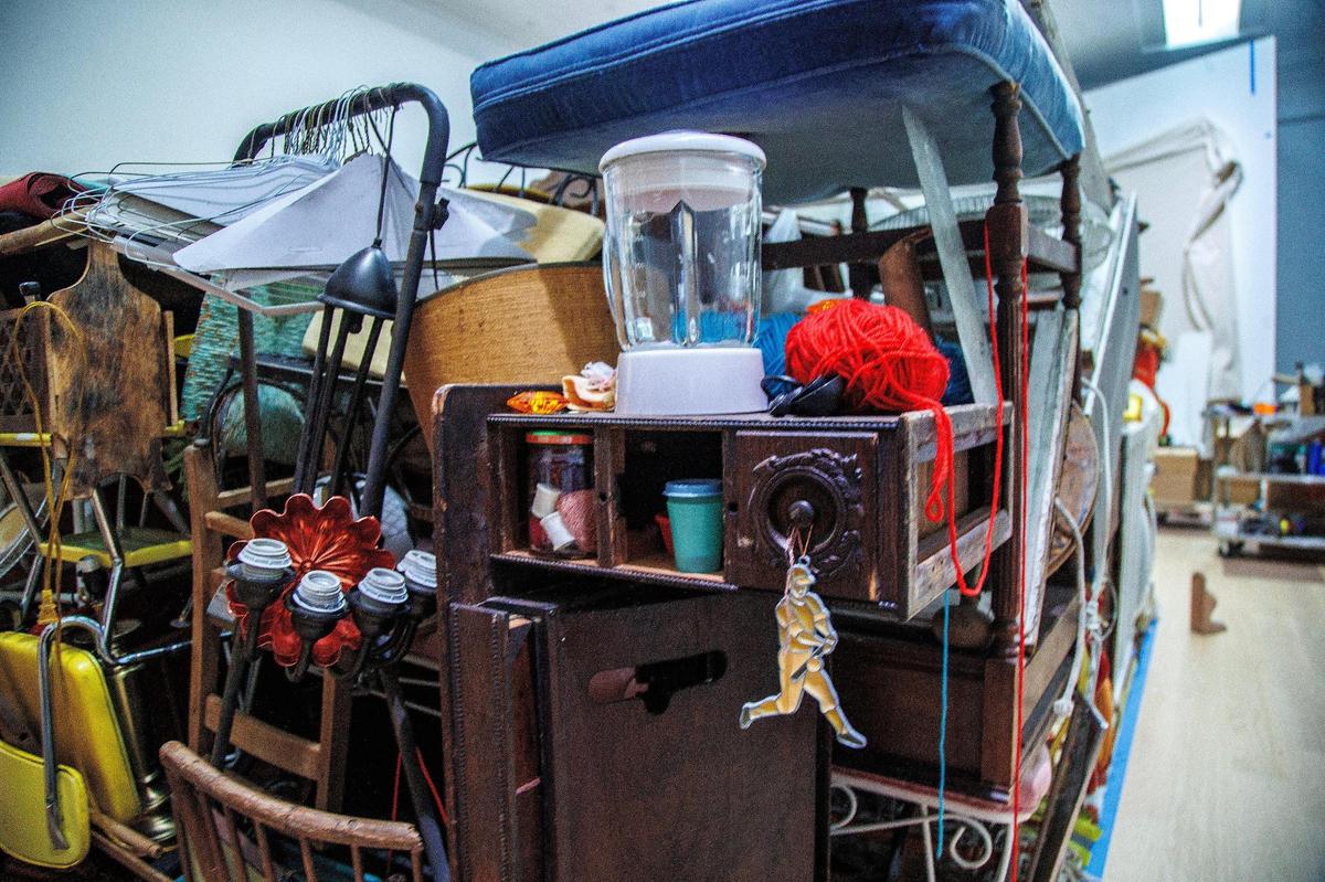 Detail of the installation by artist Kerry Phillips made with items she has collected through the years for her coming solo exhibit titled “Kerry Phillips: Between the Mundane and the Miraculous.” at the Bass Museum in Miami Beach opening August 17th. on Friday, August 04, 2023.