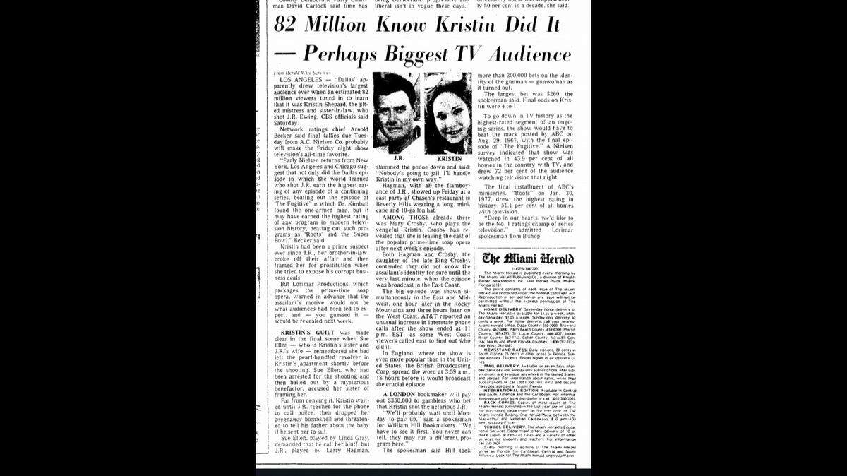 A November 1980 wrapup of the famous “Dallas” episode in which J.R.’s shooter was revealed to be his sister-in-law.