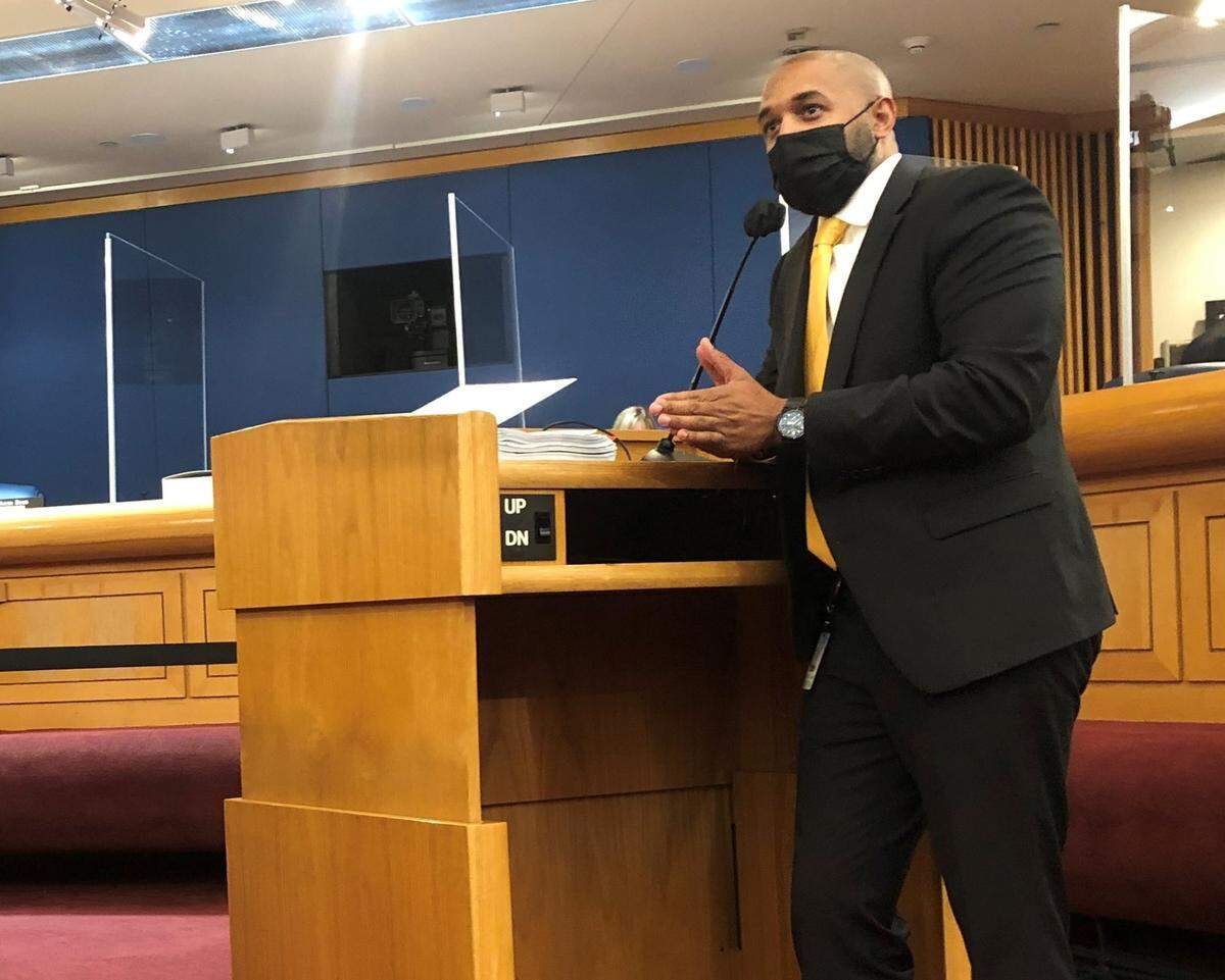 Eulois Cleckley, director of Transportation and Public Works for Miami-Dade County, answers questions from county commissioners about the Better Bus Network plan, which passed on Tuesday, Oct. 5, 2021.