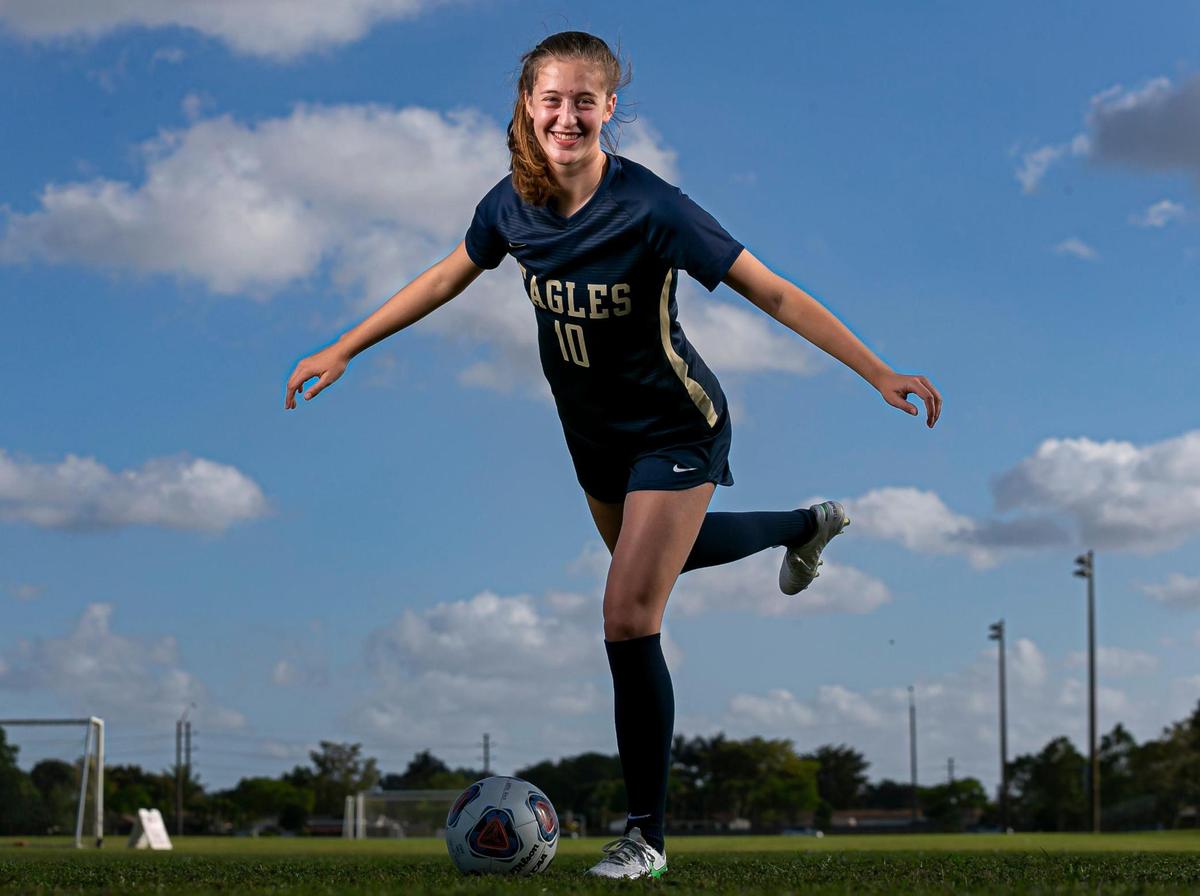 Broward Soccer Small School Player of the Year Leah Finkelman, from North Broward Prep, is photographed at Brian Piccolo Park in Hollywood, Florida on Wednesday, March 9, 2022.