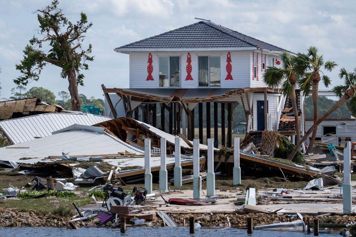 The landscape of Keaton Beach, Florida is permanently altered after Hurricane Helene tore through Florida’s Big Bend on Thursday, Sept. 26, 2024 and into the early hours of Friday. Homes were ripped from their foundations, boats were displaced and personal belongings litter the ground.