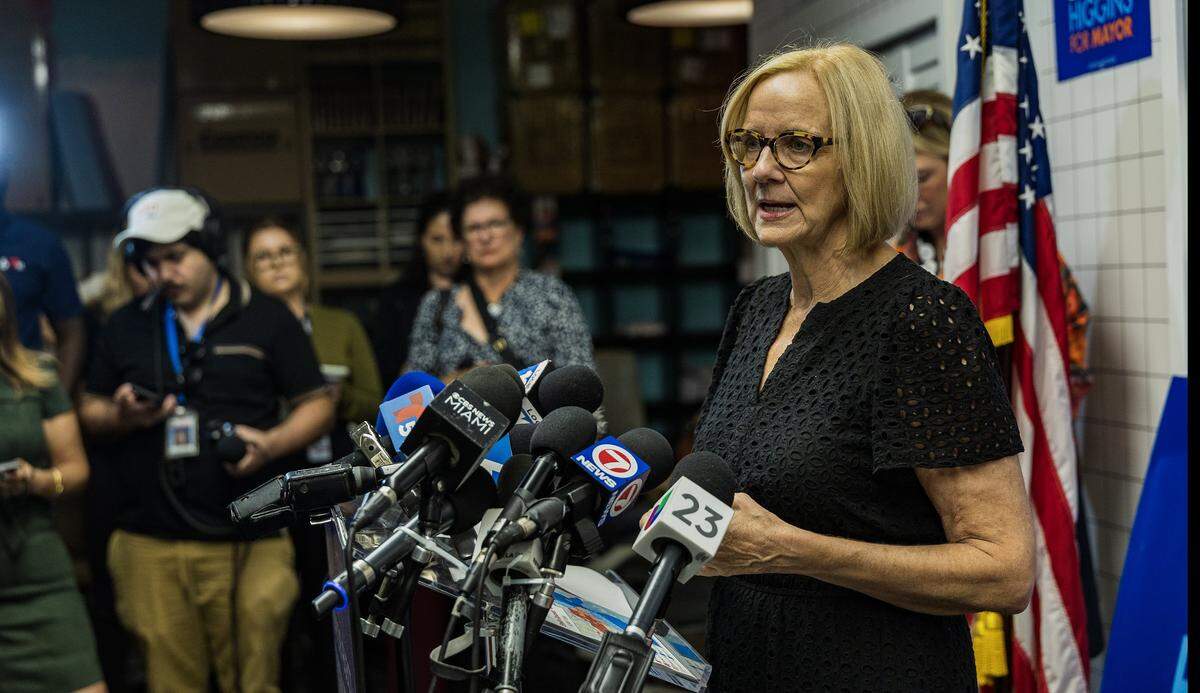 City of Miami first female elected Mayor Eileen Higgins speaks during her first press conference as mayor at her campaign headquarters in Little Havana, on Wednesday, December 10, 2025.