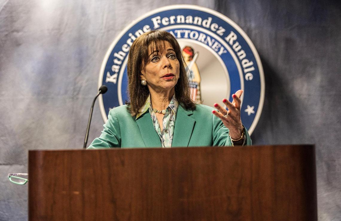 Miami-Dade State Attorney Katherine Fernández Rundle discusses the arrest of North Miami Beach Mayor Anthony DeFillipo for “voting irregularities at the State Attorneys’ Office, .on Wednesday, May 31, 2023.