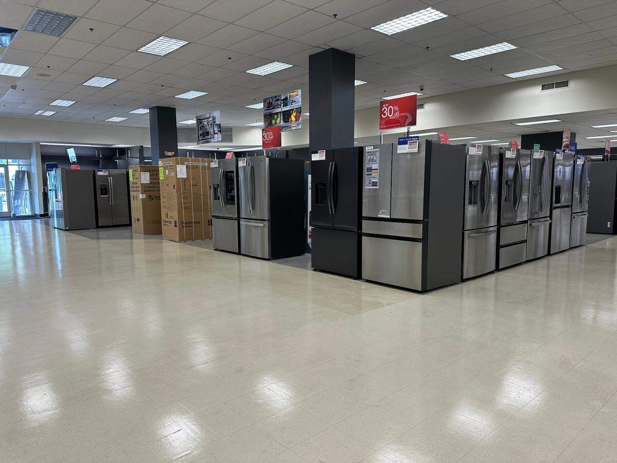 Appliances, like refrigerators, on sale at the Douglas Road and Coral Way Sears on July 10, 2024.