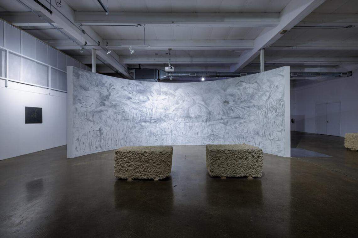 “This Too Shall Pass” transforms the gallery into an immersive environment that invites reflection rather than spectacle.