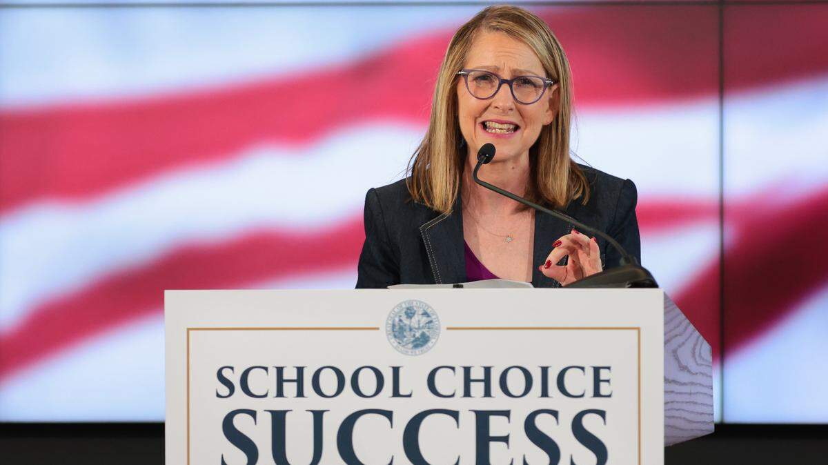 Success Academy Charter Schools CEO Eva Moskowitz speaks during a press conference at Florida International University in Miami on Sept. 25, 2025.