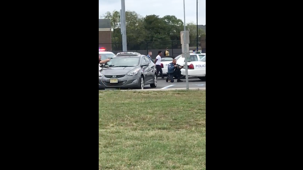 A video shows police officers aiming guns at Altaif Hassan and Giavanna Roberson, two black students at Rowan University in Glassboro, New Jersey, after mistaking them for a gunman on the loose.