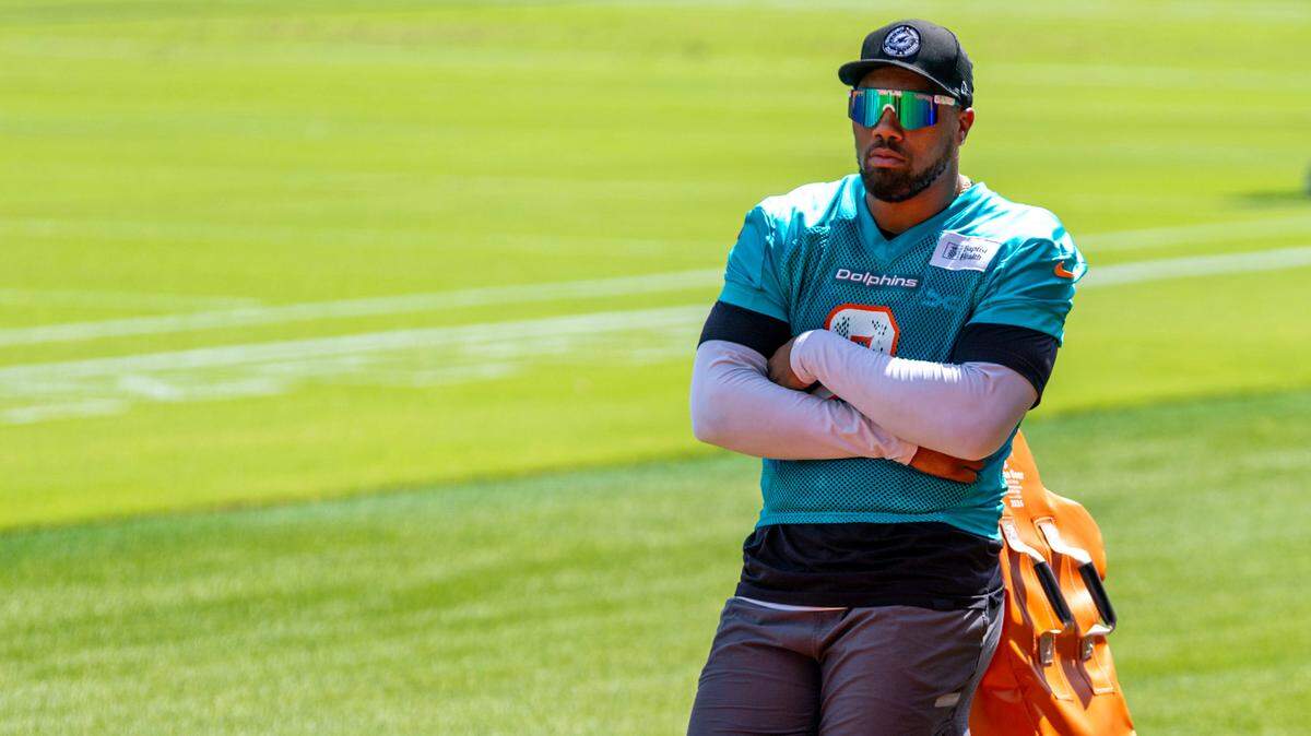 Miami Dolphins linebacker Bradley Chubb (2) looks on during training camp at Baptist Health Training Complex on Friday, July 26, 2024, in Miami Gardens, Fla.