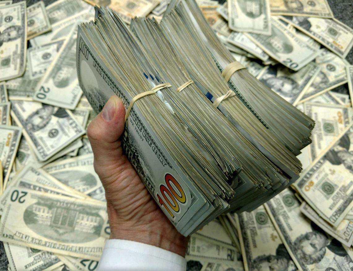 Prop money manufactured by RJR Props, an Atlanta company that provides the bills for use in movies, TV and music videos.