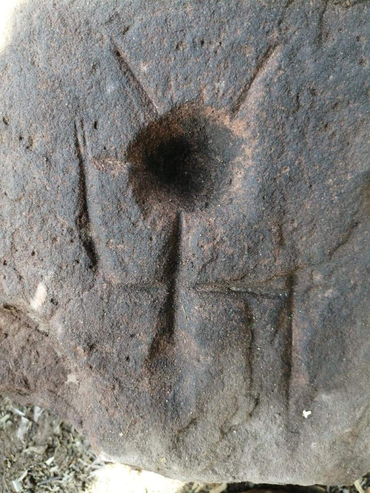 Another view of the stone carving.