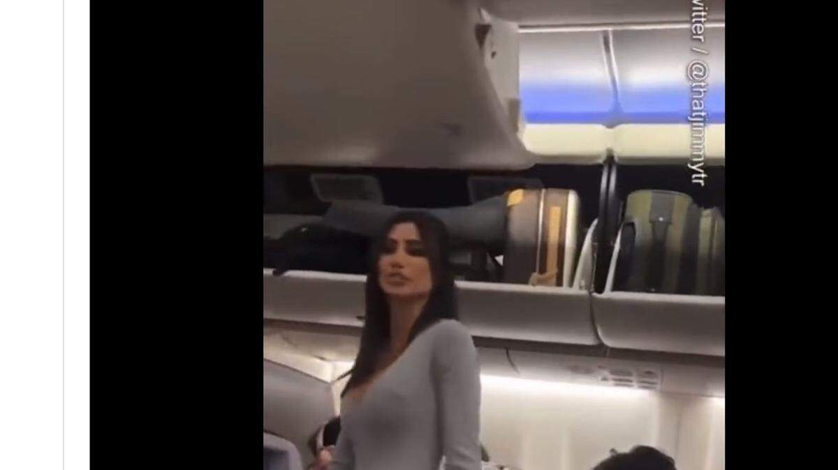 Onetime ‘Bad Girls Club: Miami’ star Morgan Osman leaves an American Airlines flight in a viral video/X screenshot