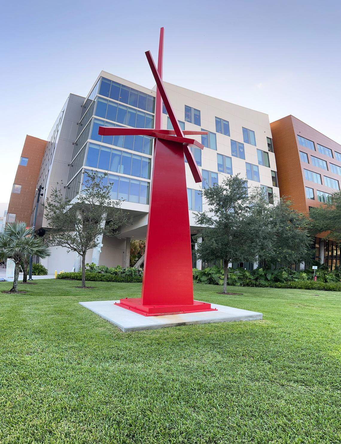 In April 2025, to herald UM’s Centennial Celebration, the Palley family donated Lady, a 50-foot tall angular, abstract red metal sculpture by the late American artist John Henry. The piece towers atop a section of lawn next to Lakeside Village, facing the Lowe and Palley Pavilion across Stanford Drive.