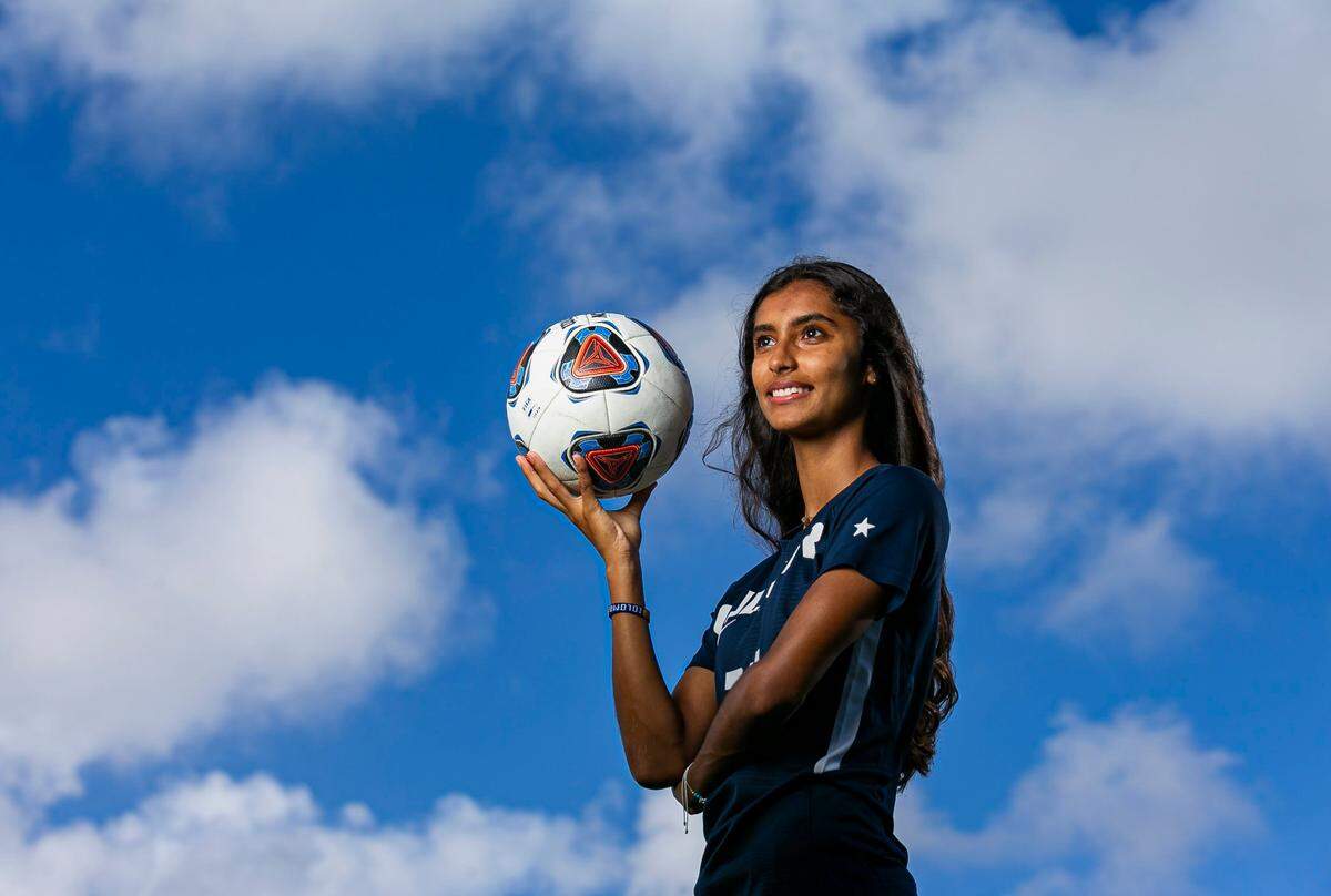 Dade Soccer Small School Player of the Year Catalina Garcia, from Gulliver Prep, is photographed at A.D. Barnes Park in Miami, Florida on Tuesday, March 8, 2022.