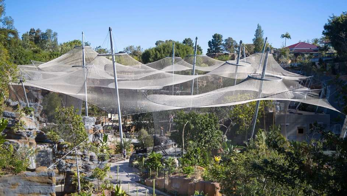 Zoo Solutions’ rendering of what a rope mesh enclosure could look like if birds once living at the Parrot Jungle and currently housed at Jungle Island, should one day return to their original space in Pinecrest.