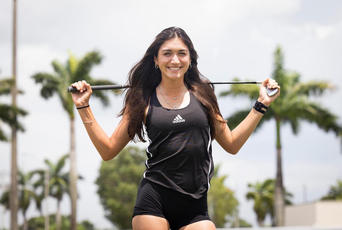 Karissa Kilby, junior golfer from from Honolulu, poses for a photo on Wednesday, Aug. 30, 2023, at Florida International University.