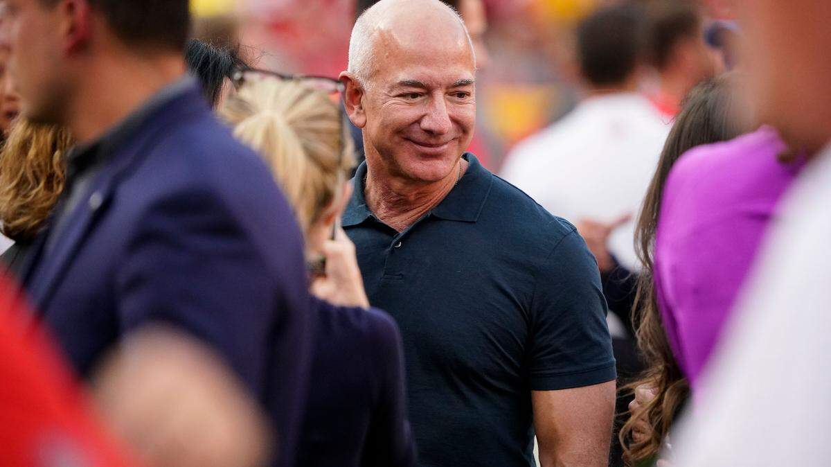 Amazon executive chairman Jeff Bezos in attendance before the Kansas City Chiefs play against the Los Angeles Chargers at GEHA Field at Arrowhead Stadium.