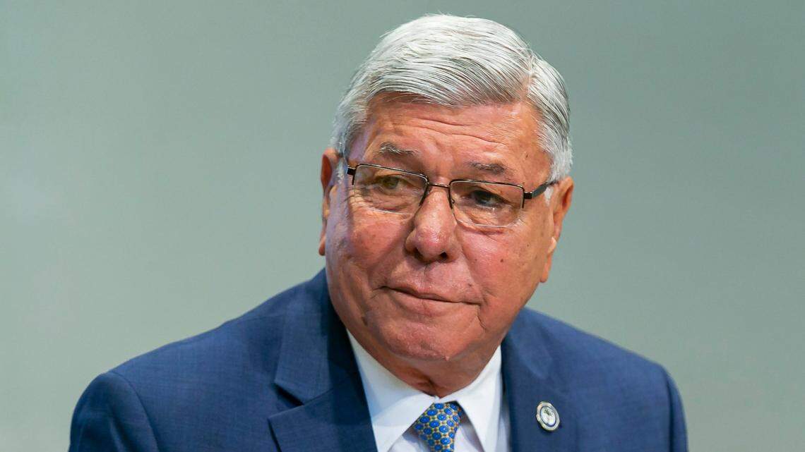 Commissioner Manolo Reyes attends a special meeting at Miami City Hall on Thursday, April 28, 2022.