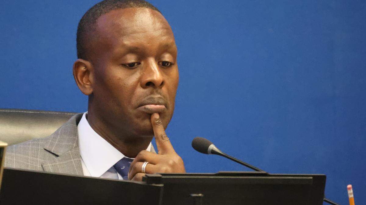 Broward County Public Schools Superintendent Howard Hepburn listens to public comment during a meeting regarding potential job cuts on Monday, May 11, 2026, in Fort Lauderdale. (Joe Cavaretta/South Florida Sun Sentinel)
