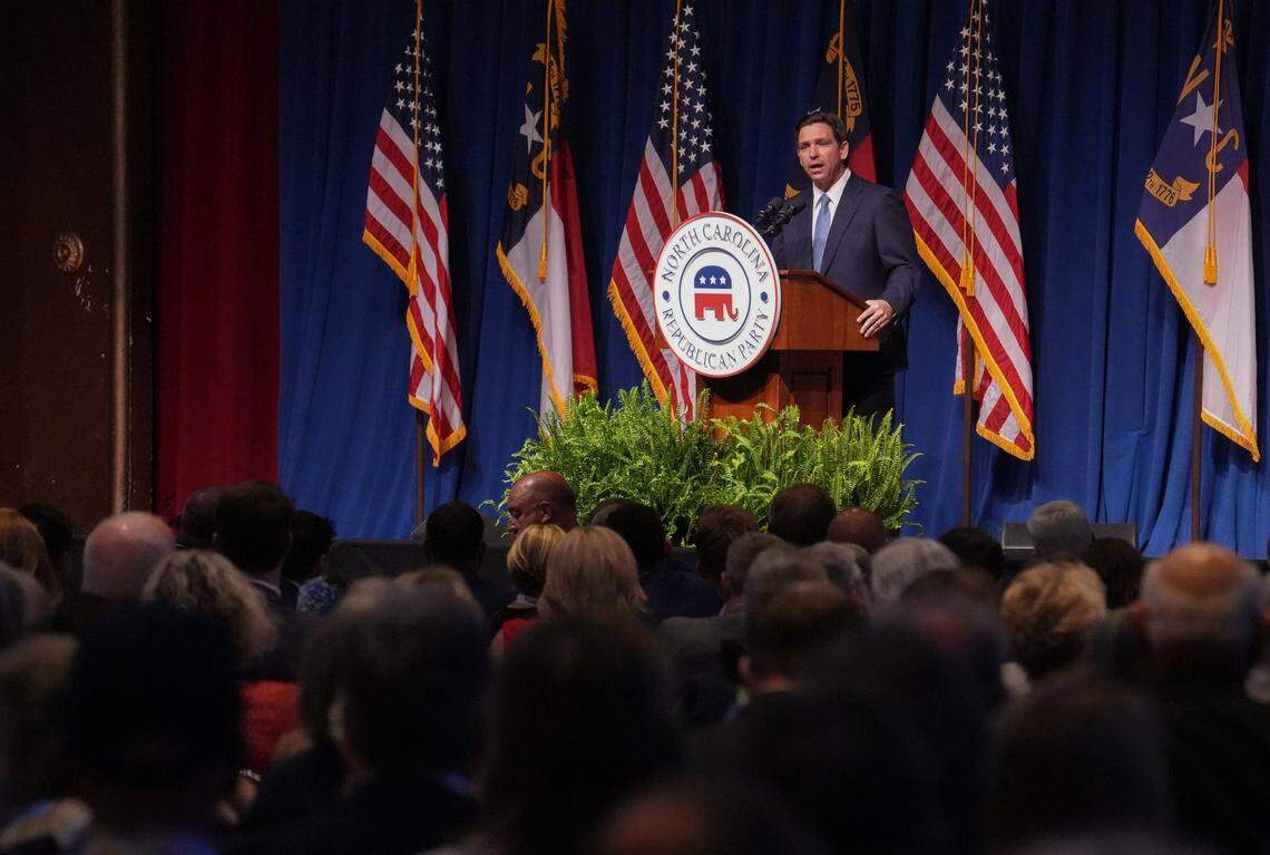 Hundreds gathered to hear Gov. Ron DeSantis speak at the North Carolina Republican Party 2023 State Convention on Friday, June 9, 2023 in Greensboro.