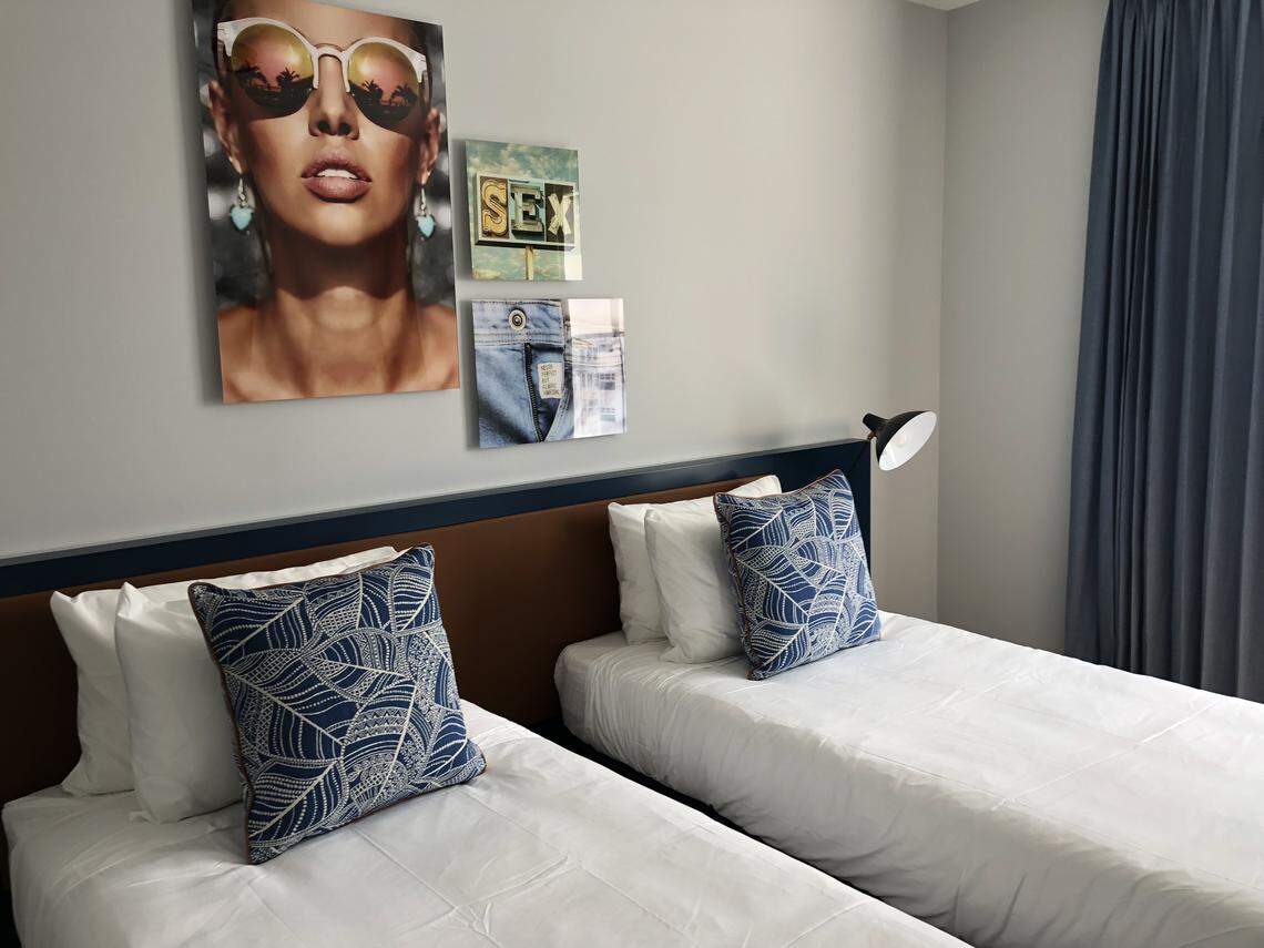 Generator, a European hostel brand, opened its first U.S. property in Miami Beach in October 2018. Room choices include four-bed dorm rooms, suites and private twins / doubles, shown here.