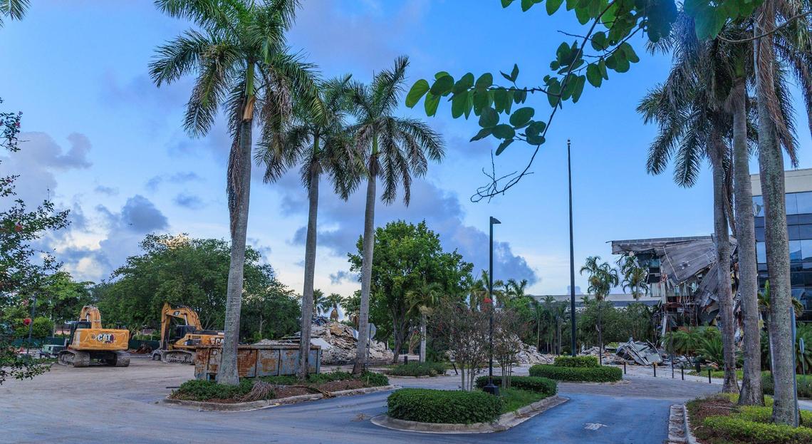 View of the former Doral Corporate Center site been demolished, where Codina Partners has officially broken ground on their new project Sevilla, a seven-story, 412-unit mid-rise residential tower located in the heart of Downtown Doral, on Thursday July 10, 2025.
