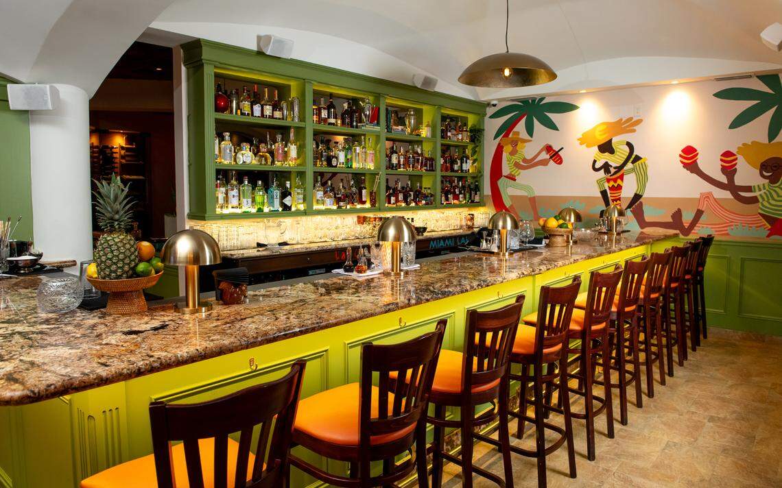 The bar at the Cuban-inspired restaurant La Cumbancha in Miami Lakes, which has now closed.