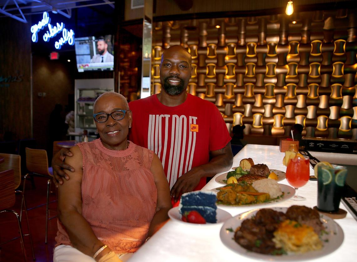 Lorna Westmoreland and her son Matari Bodie, owners of Lorna’s Caribbean & American Grille restaurant.