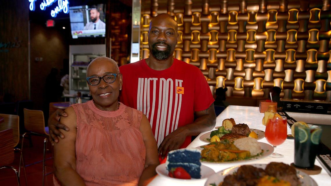 Lorna Westmoreland (l) and her son Matari Bodie, owners of the Lorna’s Caribbean and American Grill.