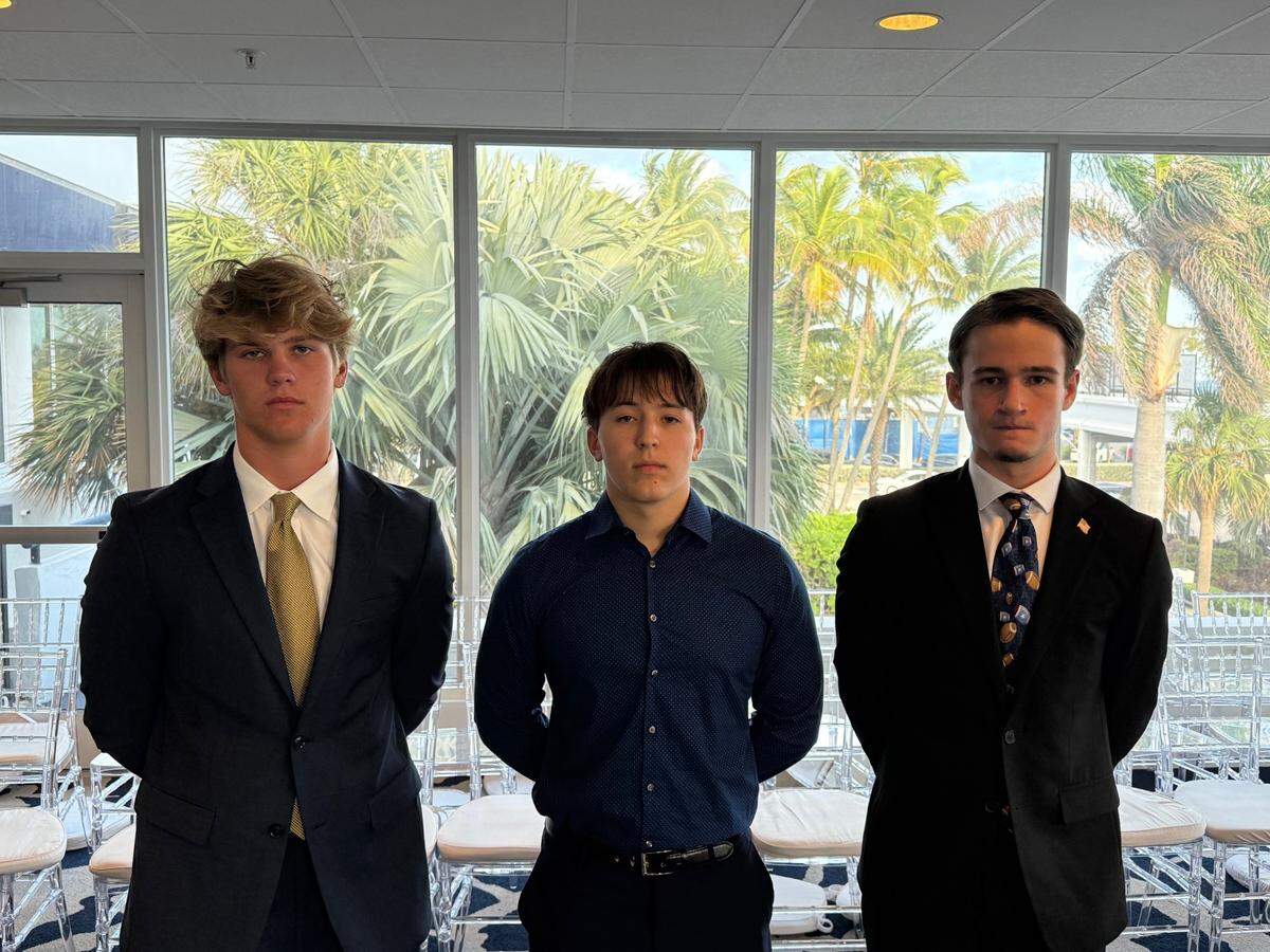 St. Thomas Aquinas’ Andrew Indorf, Fort Lauderdale’s Hunter Pangia and Coral Springs’ Camden Hulse were honored during the 2024-25 Brian Piccolo Awards on Thursday at the Bahia Mar hotel in Fort Lauderdale, Fla.