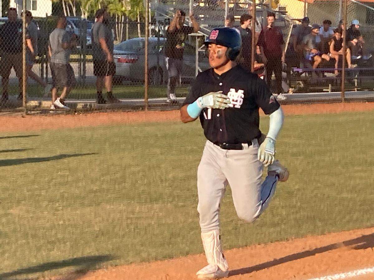 Miami Springs left fielder Ivan Membreno trots home after the second of his two home runs during Thursday’s 7-2 win over Southwest in the GMAC baseball championship game at Andre Dawson Field.