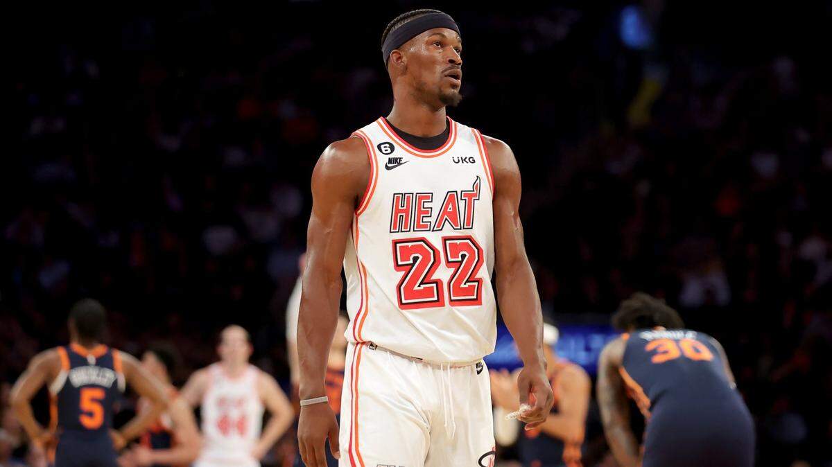 El jugador del Heat Jimmy Butler durante el partido ante los Knicks, celebrado el 29 de marzo de 2023 en Nueva York.