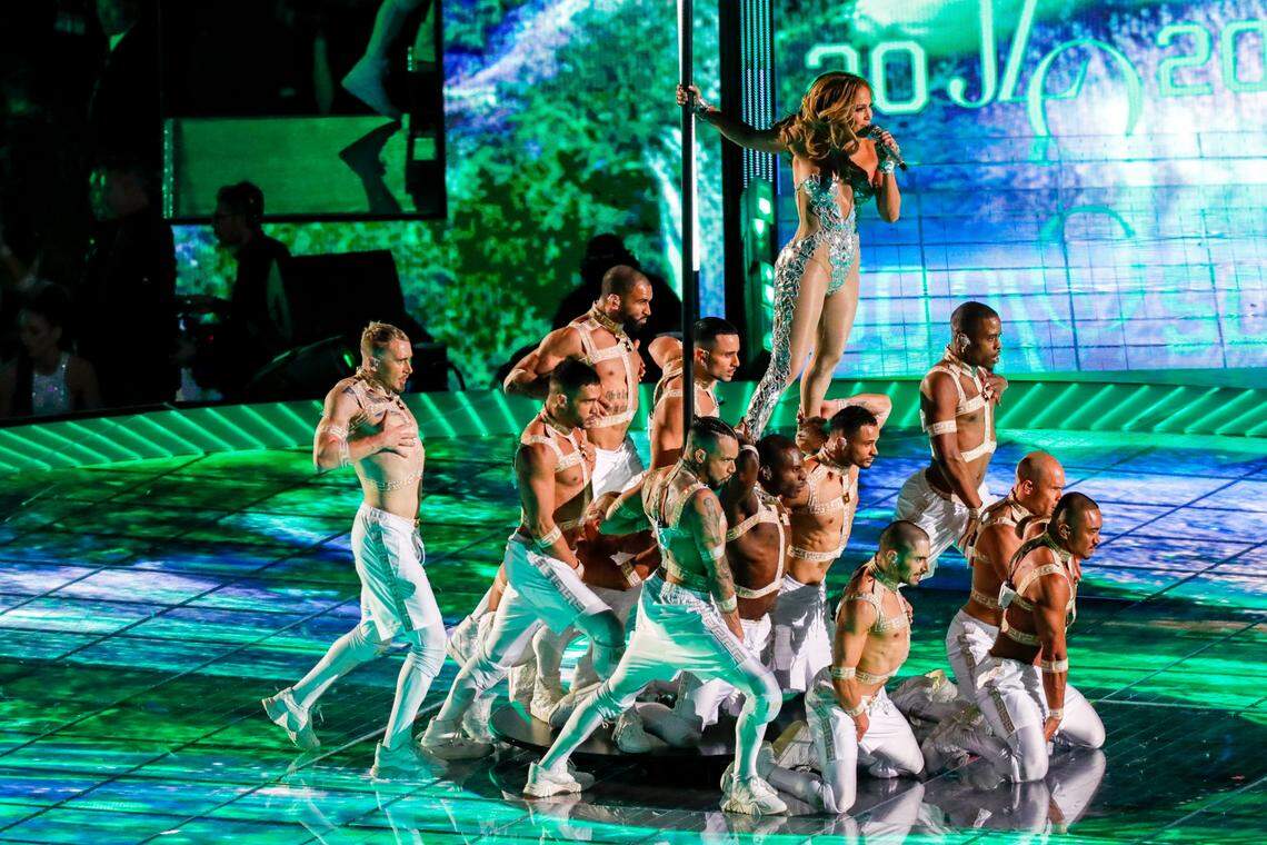 Jennifer Lopez performs during the Pepsi Super Bowl 54 Halftime Show.