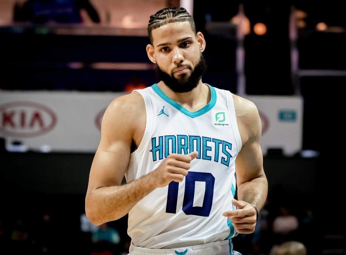Wing Caleb Martin (10) signed a two-way contract with the Miami Heat after he was waived by the Charlotte Hornets in August.