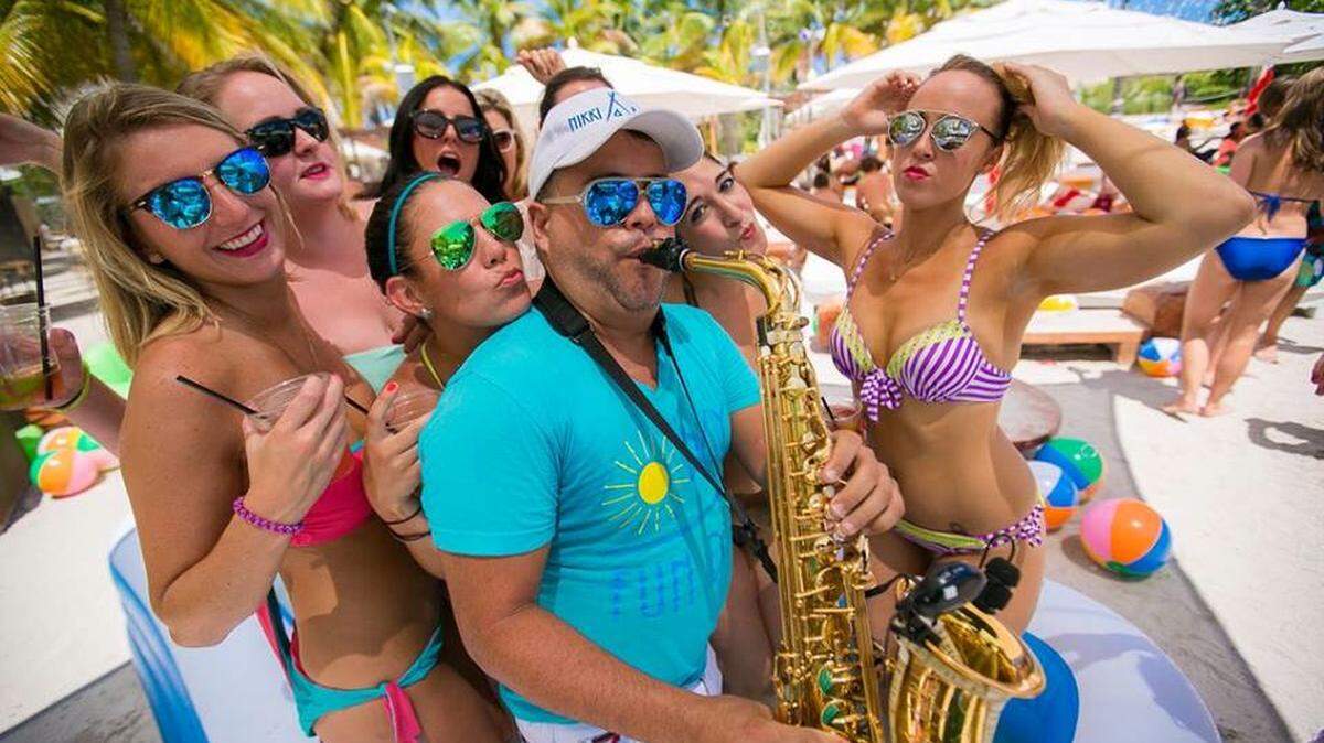 Partying at Nikki Beach.