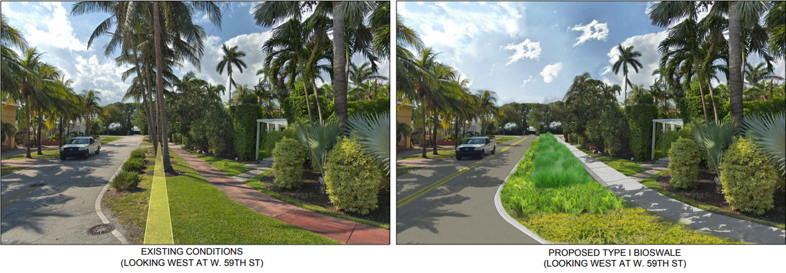 Miami Beach is spending $850,000 to build a pilot project testing out a “bioswale,” which absorbs rainfall with plants that filter the water before draining it back into the ground or into Biscayne Bay.