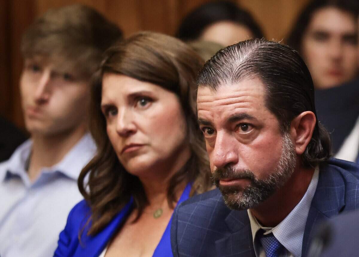 The parents of Luciana ‘Lucy’ Fernandez, Melissa, center, and Andres Fernandez, listen as attorneys deliver opening statements in the vessel homicide and manslaughter trial of George Pino on Monday, June 8, 2026. Pino is charged in connection to the crash that killed the Fernandez’s 17-year-old daughter.
