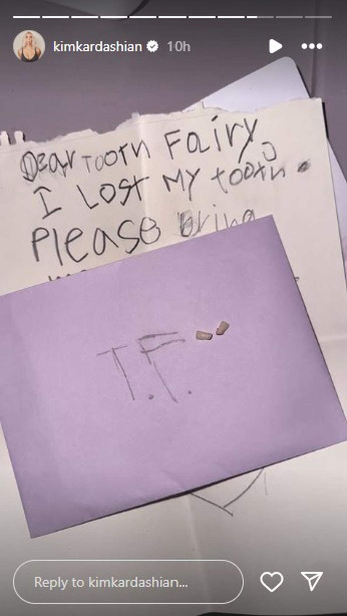 kim kardashian daughter chicago writes letter to tooth fairy