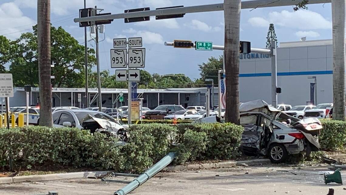 Three cars, a hit-and-run crash, one person killed and a Walgreens parking lot in Miami