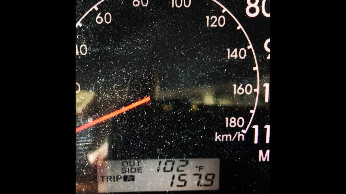 A temperature reading of 102 degrees, captured on a car’s dashboard in Doral, Florida, on the afternoon of June 21, 2019.
