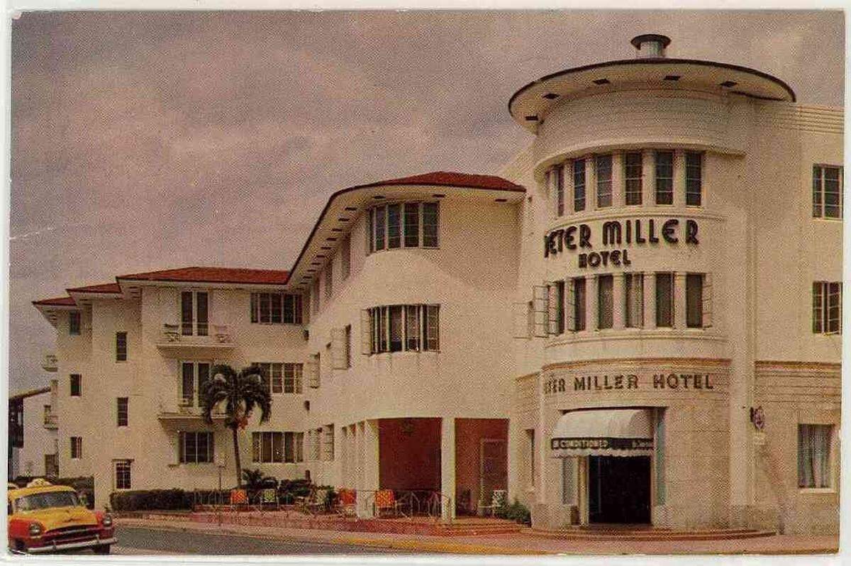 The Peter Miller hotel at the intersection of Collins Avenue and 19th Street, during the 1970s.