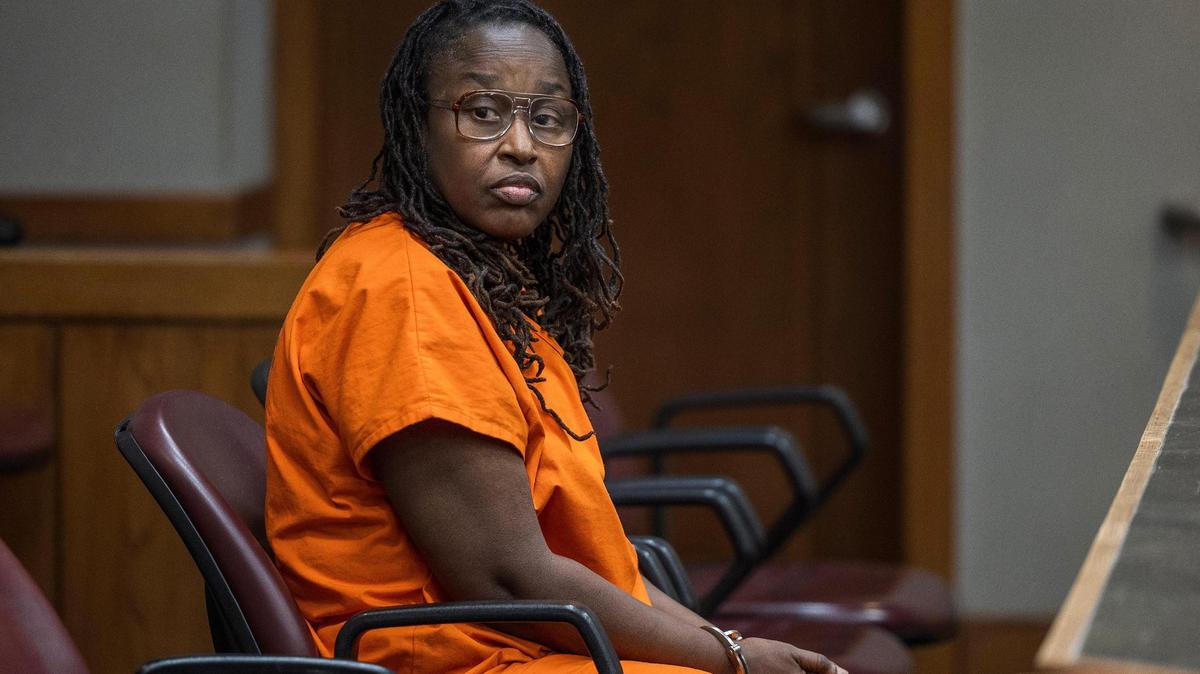 Gina Emmanuel, a former nurse, reacts as Judge Cristina Miranda sentences her to life in prison for first-degree murder, plus two 30-year terms for child abuse, in the death of her 7-year-old adopted daughter, Samayah Gordon, at the Gerstein Justice Building in Miami on Wednesday, April 30, 2025.
