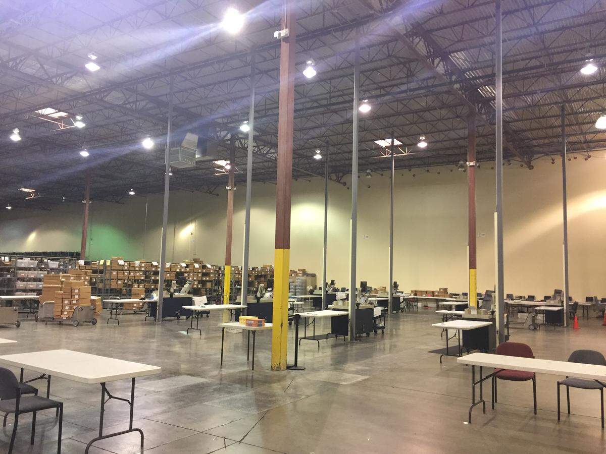 The Palm Beach County elections tabulation center was empty Thursday morning after the supervisor of elections sent workers home for the night to take a break from counting votes.