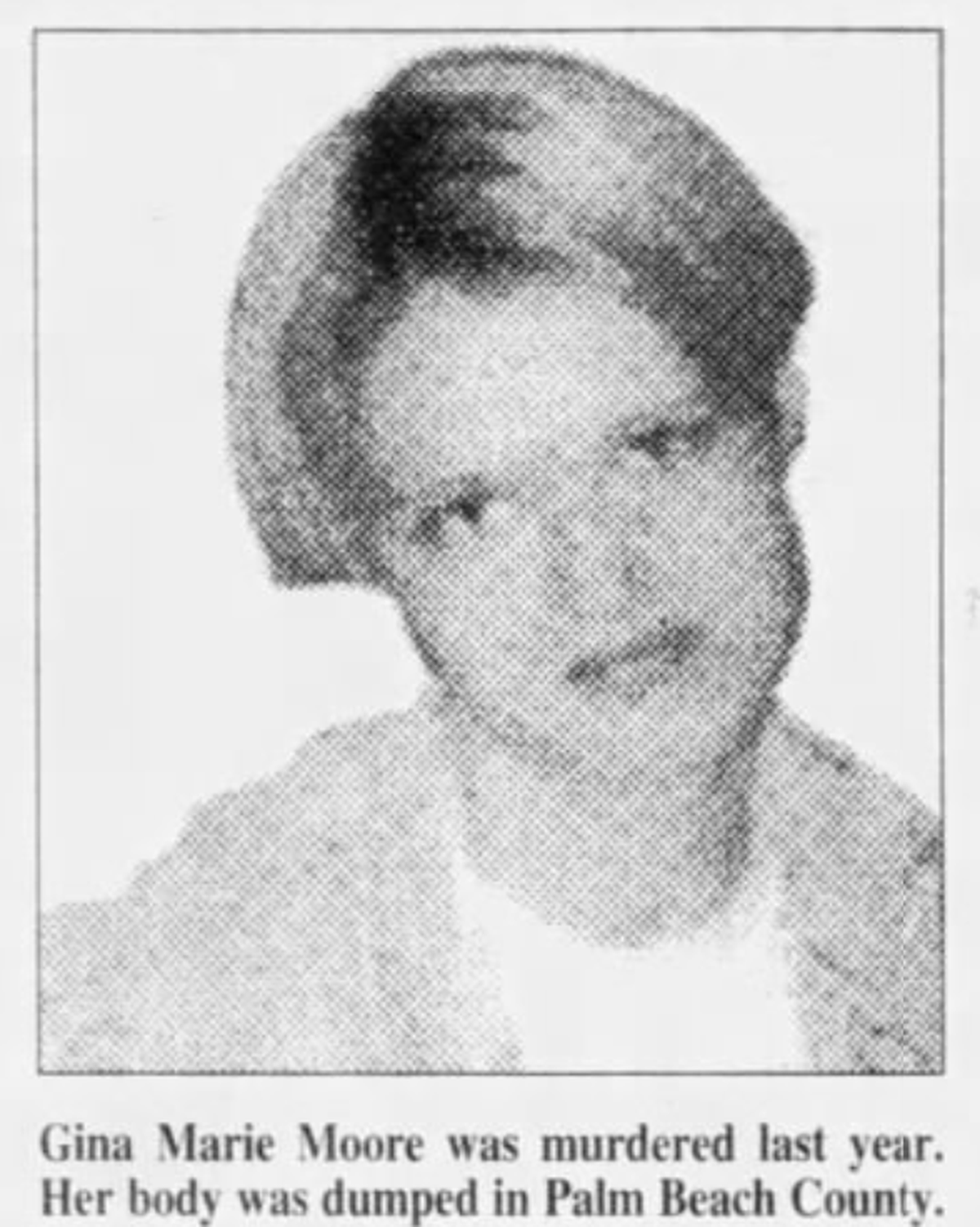 A photo of Gina Moore, who was killed in 1998.