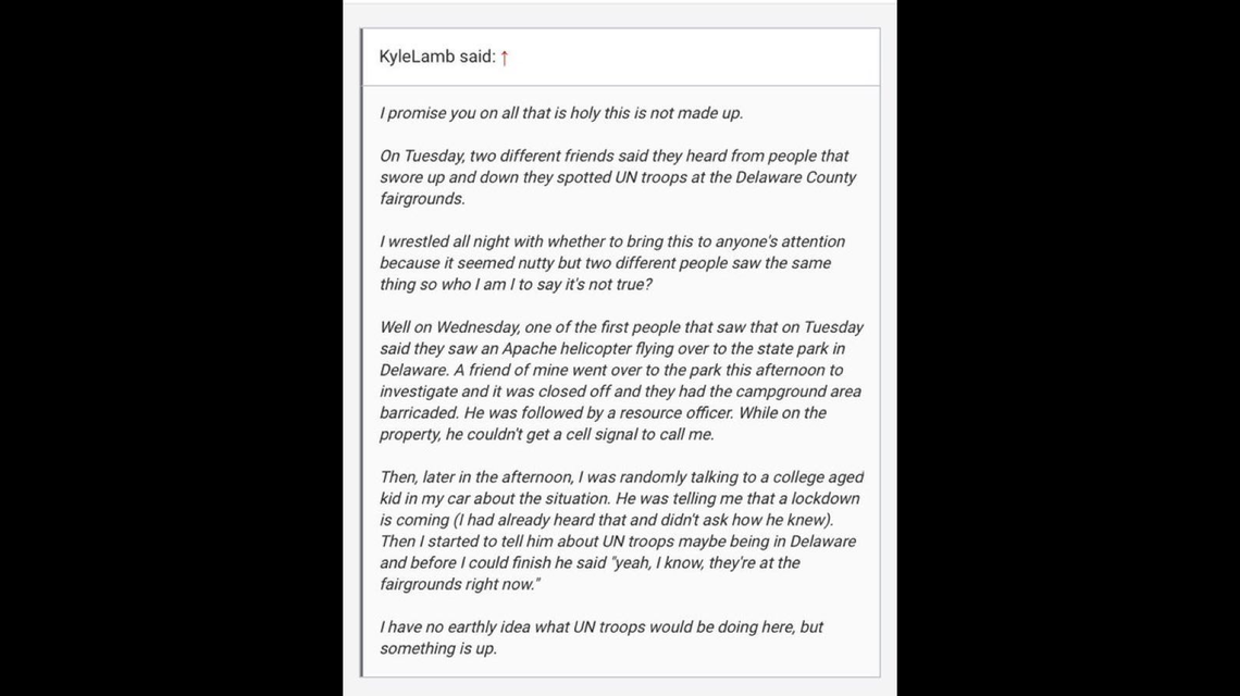 Kyle Lamb posted and later appears to have deleted this message on a message board dedicated to Ohio State Football.