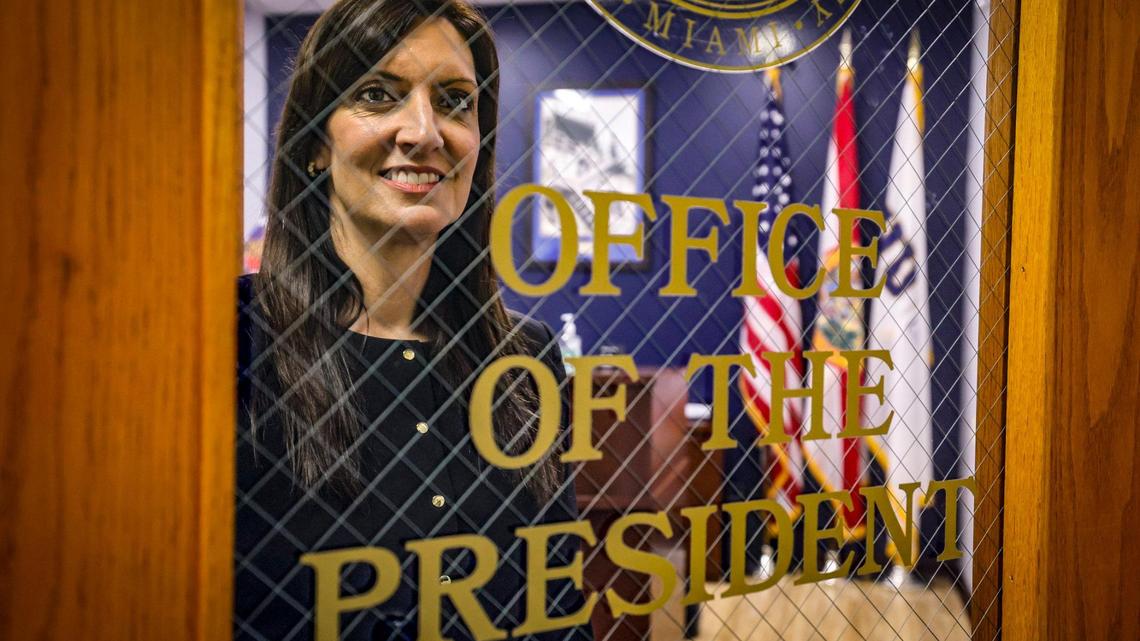 Former Florida Lt. Gov. Jeanette Nuñez is the new interim president of Florida International University. She was photographed outside her new office on FIU’s main campus on Tuesday, February 25, 2025.