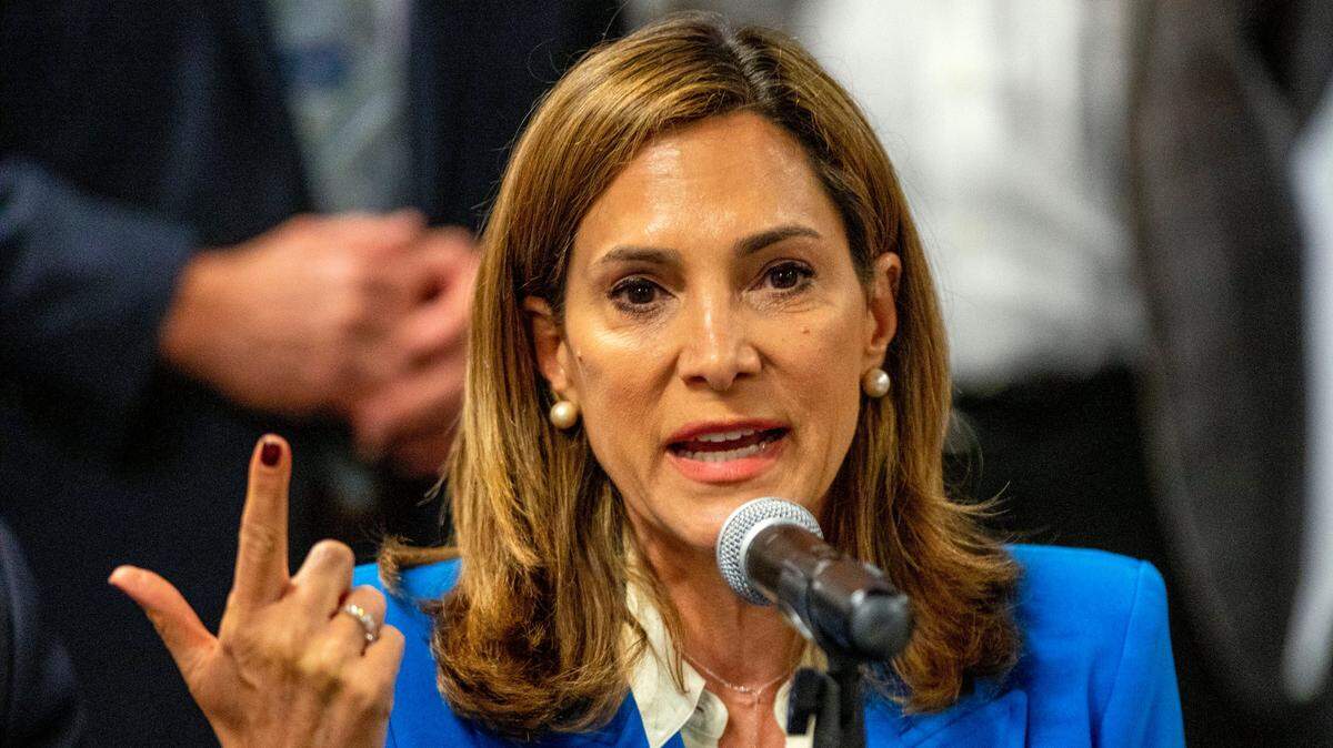 Congresswoman Maria Elvira Salazar addresses the media during a roundtable discussion with South Florida officials and representatives of the Cuban community at the American Museum of the Cuban Diaspora in Miami, Florida, on Tuesday, July 13, 2021.