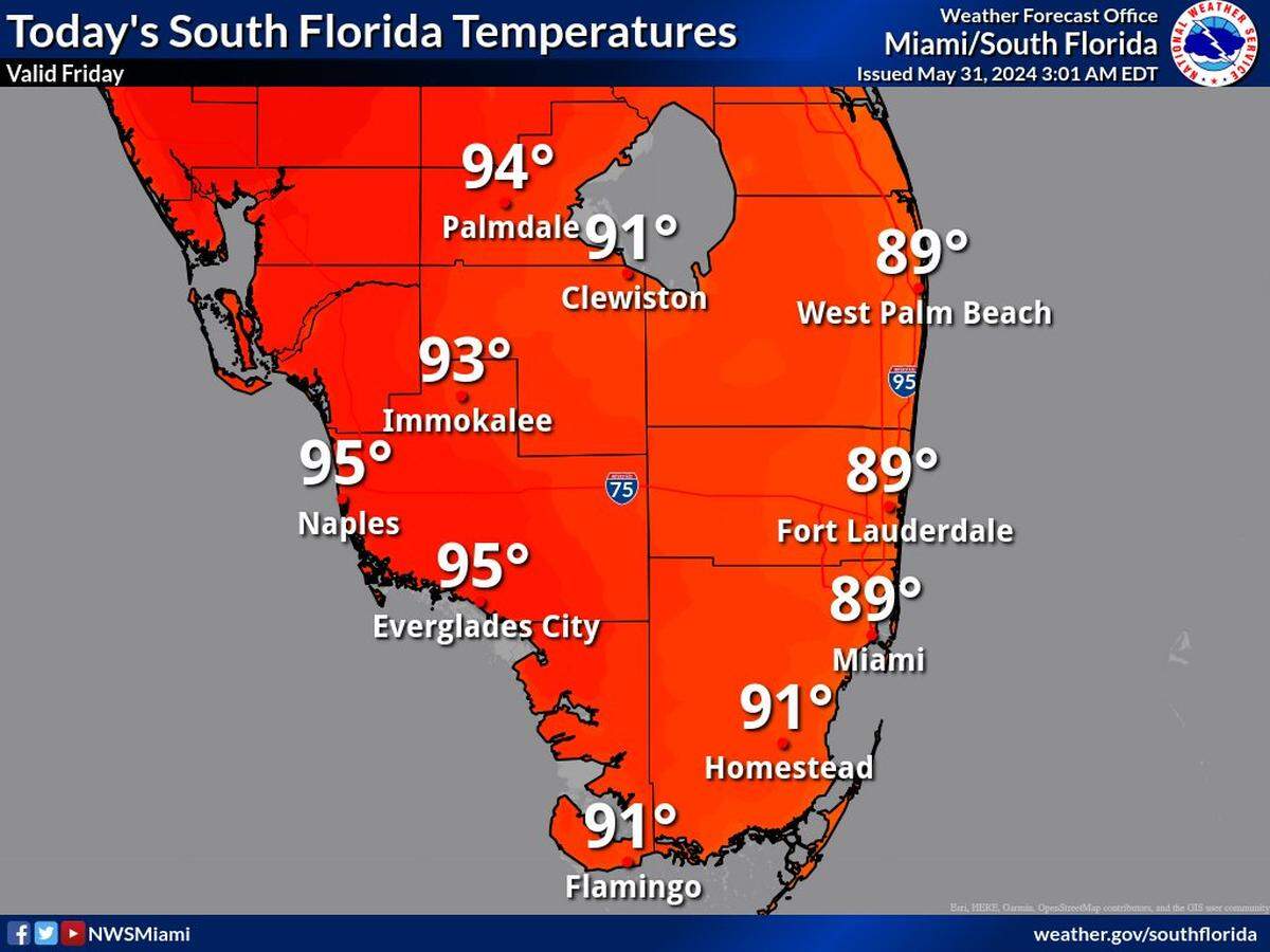 National Weather Service Miami report for Friday, May 31, 2024.