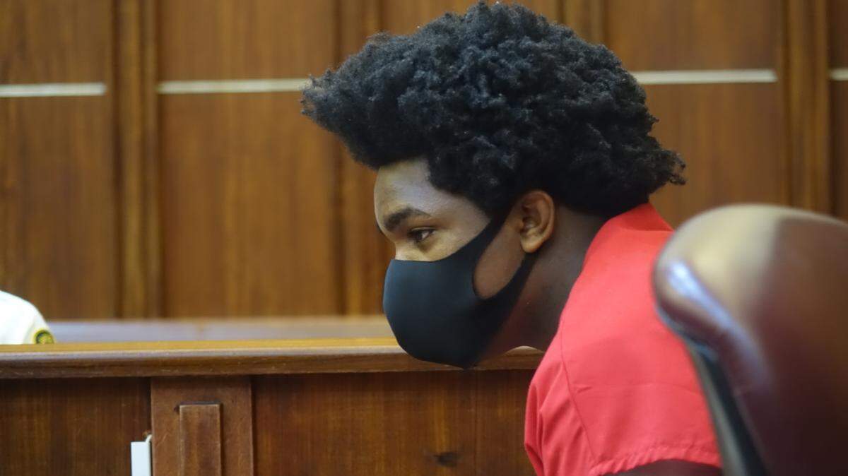 Davonte Barnes, who is accused of being a lookout for the mass shooting at the El Mula banquet hall in May 2021, in Miami-Dade circuit court on Sept. 23, 2022. He is accused of murder.
