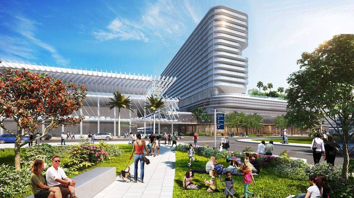 A rendering of the proposed Miami Beach Convention Center hotel.