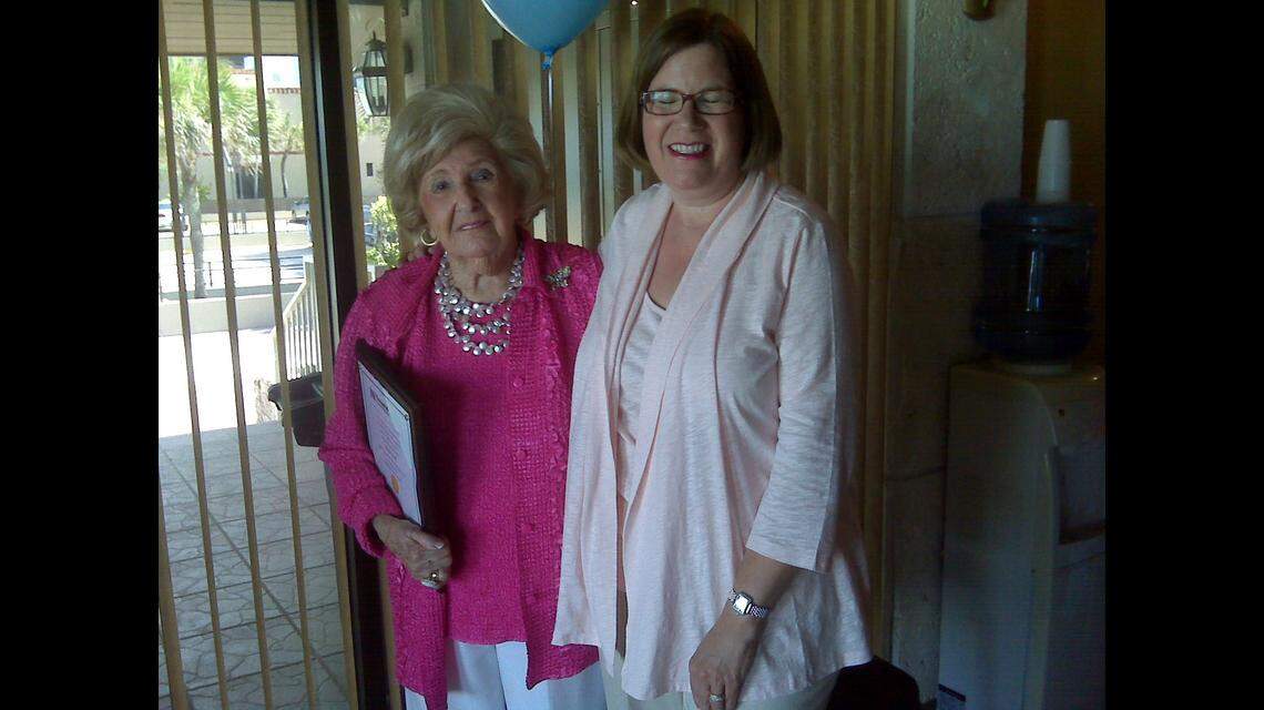 Mazie Ford, left, at 104, with her friend Marla Oxenhandler.